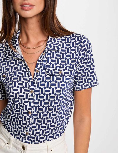 Blouse manches courtes blanc femme