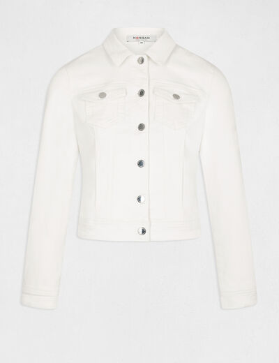 Gerade geknöpfte Jeansjacke elfenbein damen