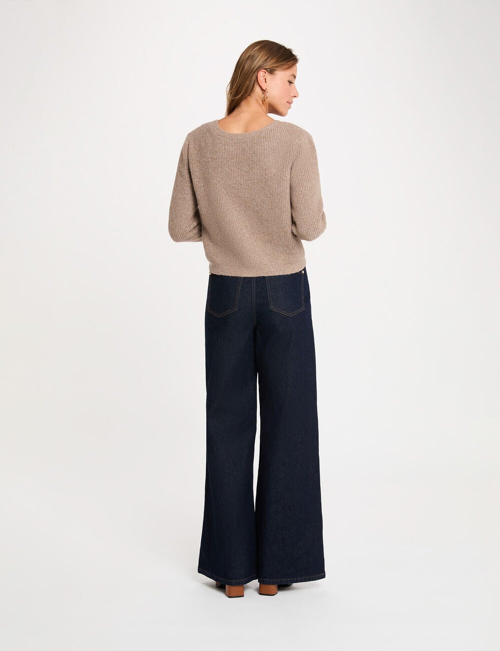 Strickweste mit V-Ausschnitt mittelbeige damen