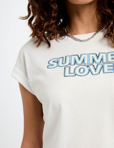 T-shirt à inscription blanc femme