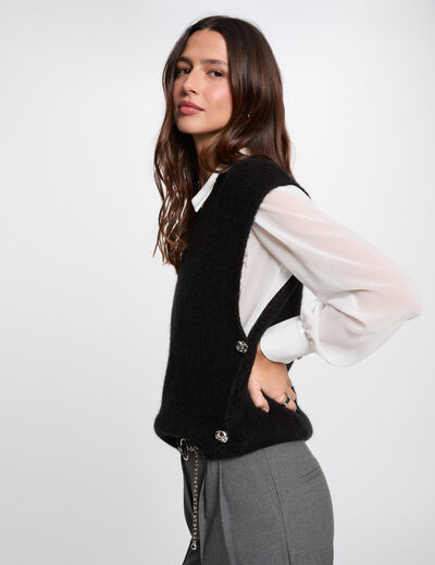 Ärmelloser Pullover schwarz damen