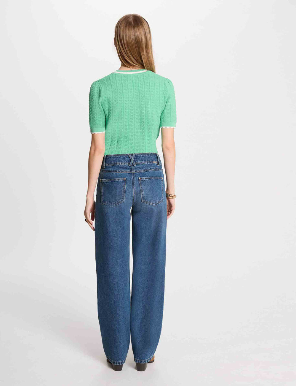 Kurzärmeliger Pulli mintgrün damen