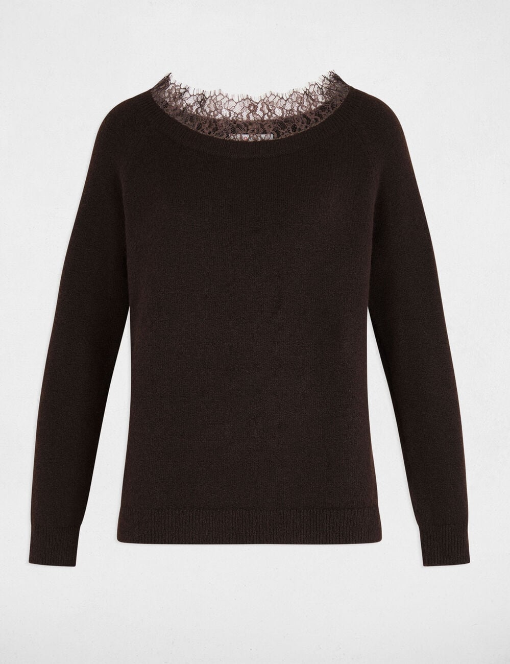 Pull col bateau marron fonc&eacute; femme