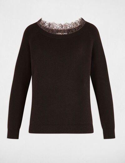 Pull col bateau marron fonc&eacute; femme