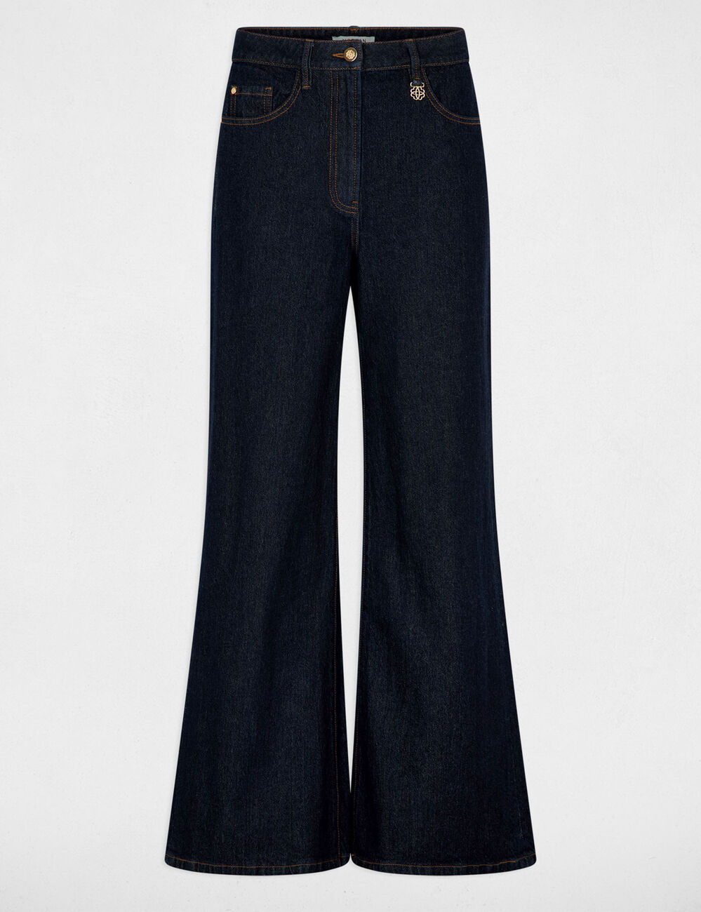 Jean large taille haute bleu femme