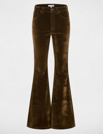 Pantalon bootcut velours couleur bronze femme