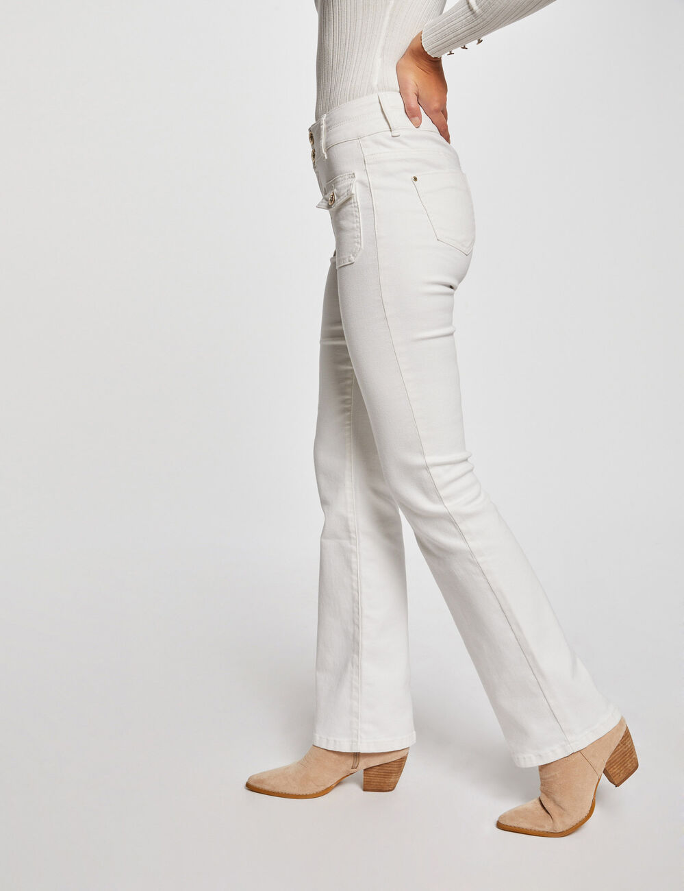 Bootcut-Jeans mit Pattentaschen elfenbein damen