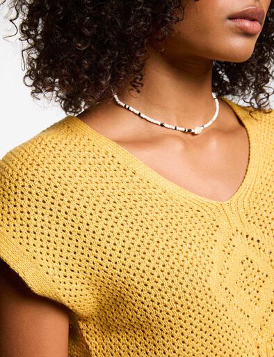 pull manches courtes jaune moutarde femme Pull manches courtes jaune moutarde femme