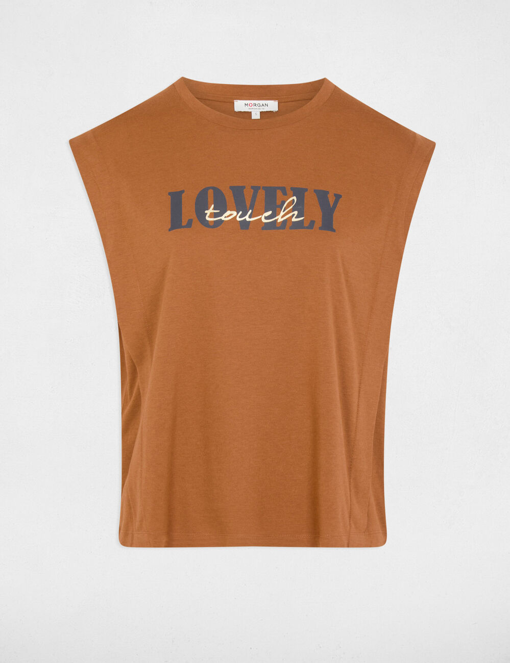 Gerade geschnittenes T-Shirt. kamel damen