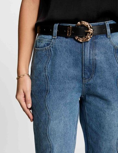Jeans slim détails matelassés denim stone femme