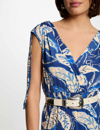 Robe longue droite imprimée multicolore femme