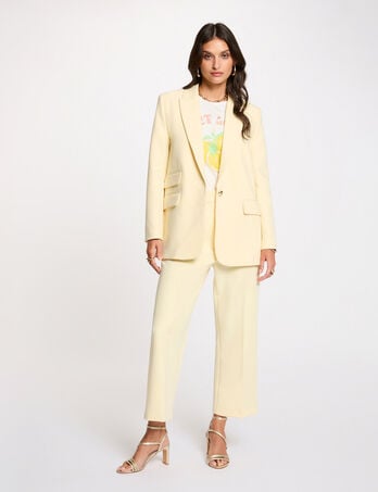 Hochgeschnittene gerade Hose pastelgelb damen