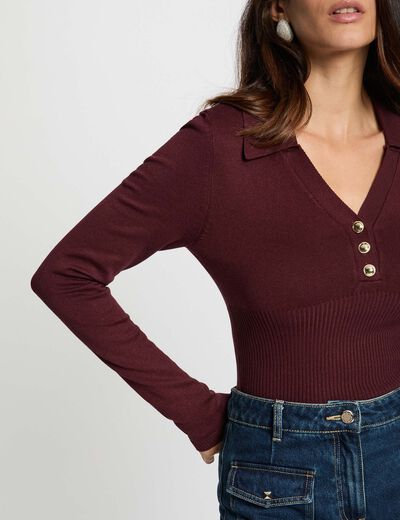 Figurbetonter Pulli mit Polokragen pflaume damen