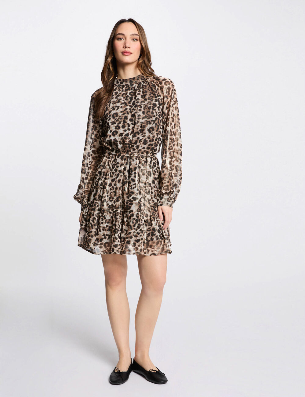 Robe courte droite imprimée multicolore femme