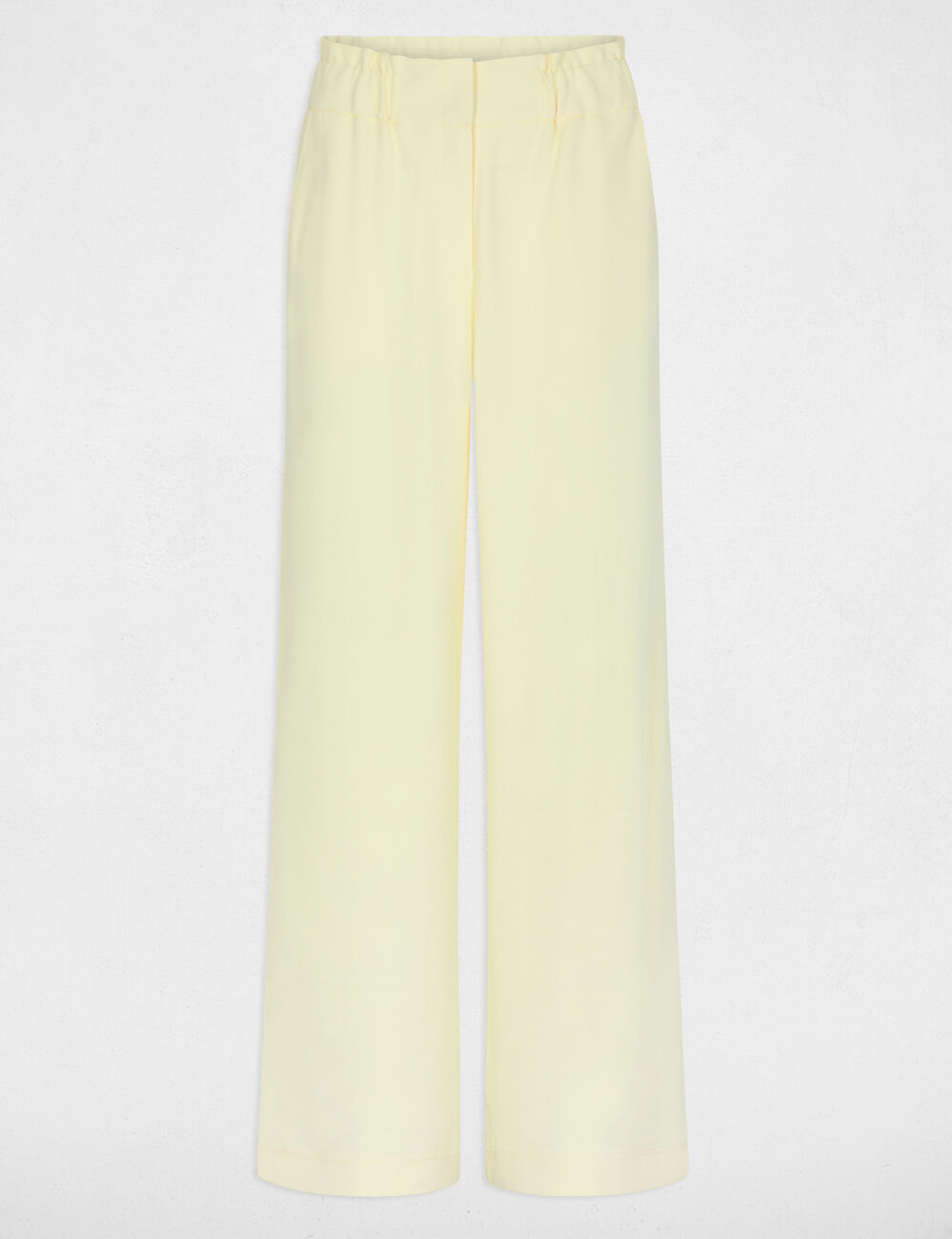Pantalon large &agrave; fronces jaune pastel femme