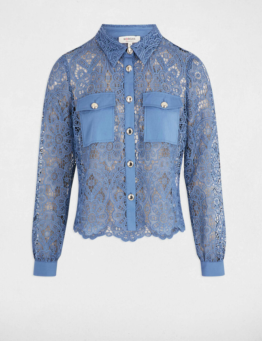 Langarmhemd bleu gris damen