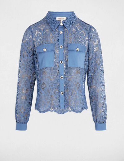 Langarmhemd bleu gris damen