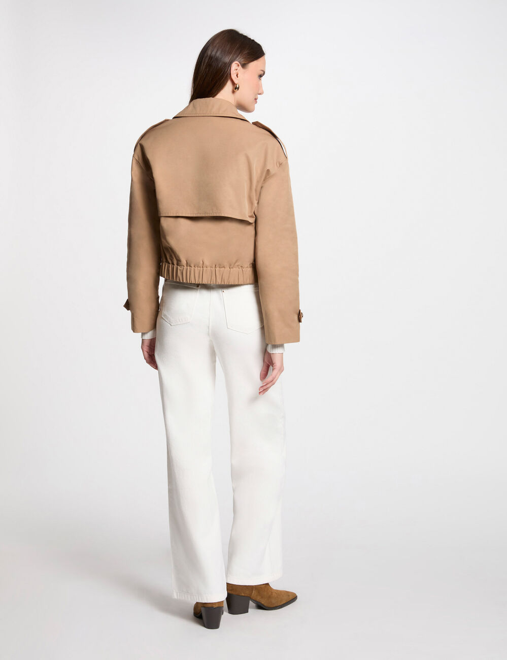 Kurzer Trenchcoat mit Knöpfen kamel damen