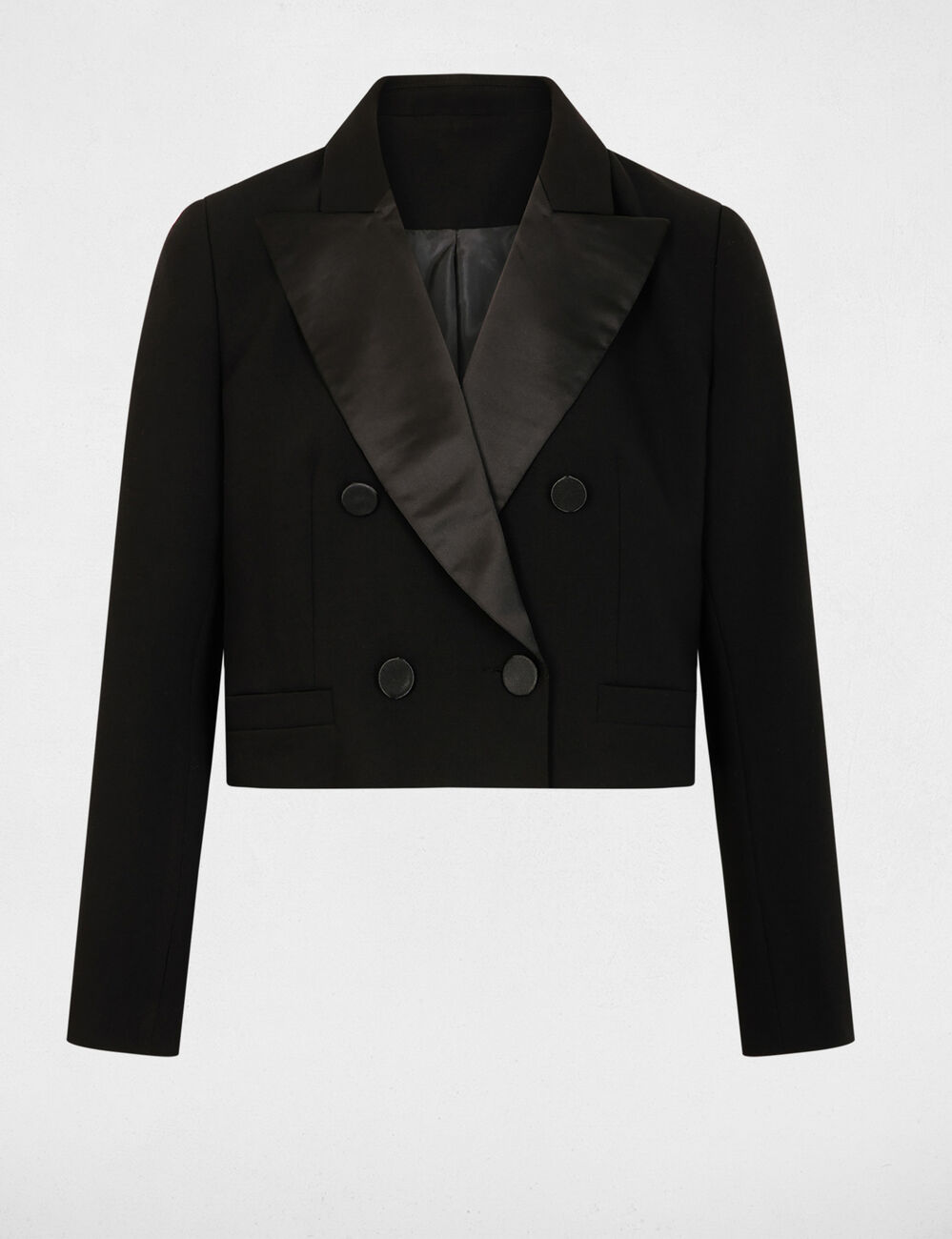 Kurz geschnittene Wickeljacke schwarz damen