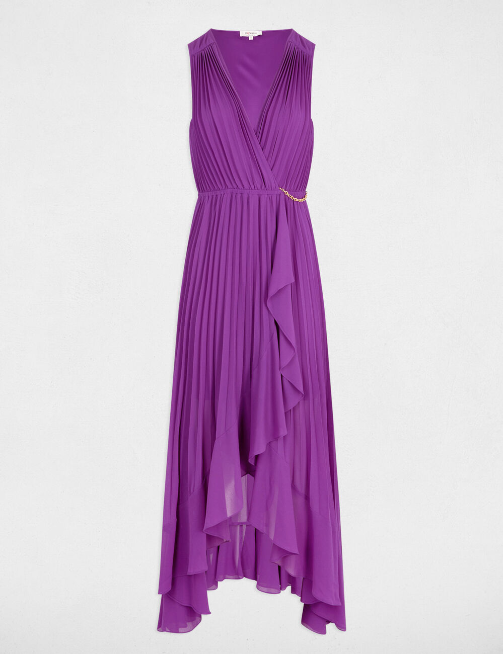 Langes, fließendes Plisseekleid violett damen