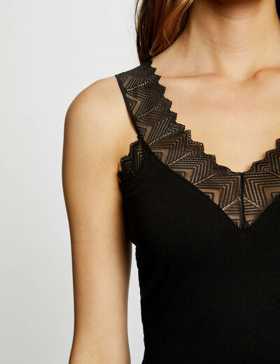 Tanktop mit Spitze schwarz damen