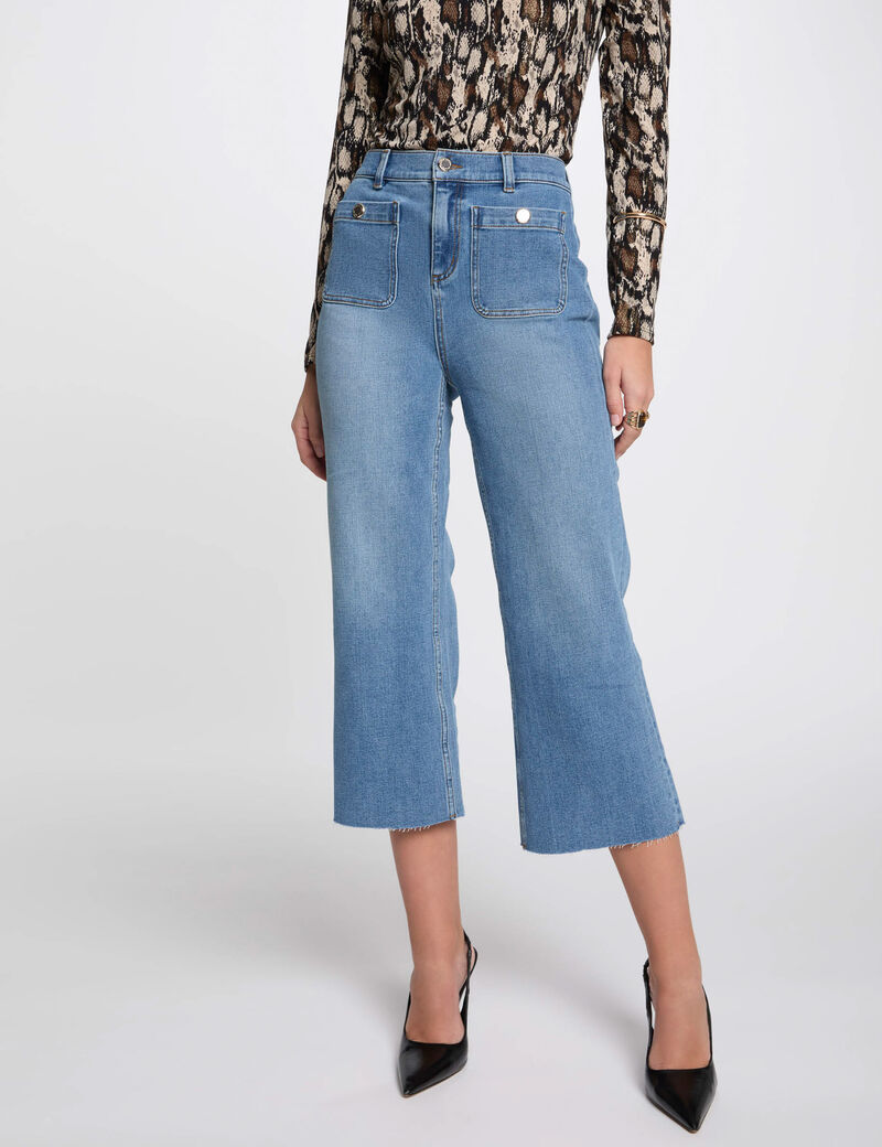 78 hose mit weitem bein stone denim damen 7/8-Hose mit weitem Bein stone denim damen