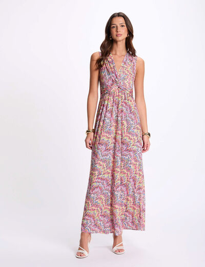 Langes, gerades, bedrucktes Kleid mehrfarbig damen