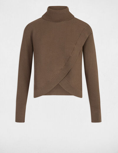 Langarm-Pullover mit überkreuztem Effekt khakigrün damen
