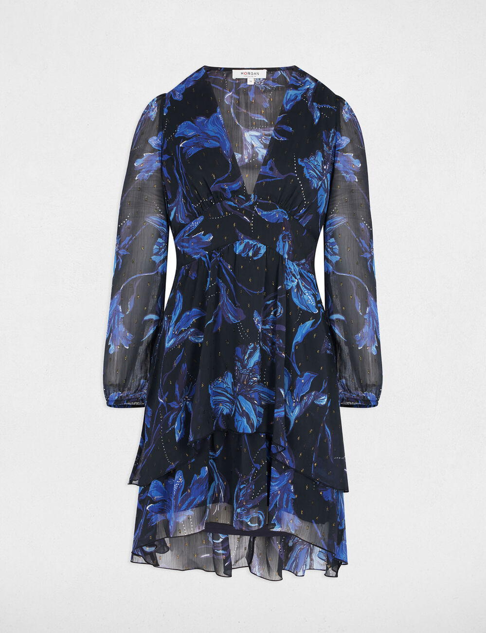 Kurzes A-Linien-Kleid mit Print mehrfarbig damen