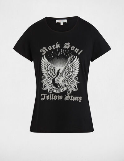 T-shirt à inscription noir femme