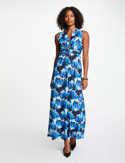 Robe longue droite imprimée multicolore femme
