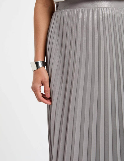 Langer Plisseerock couleur argent damen