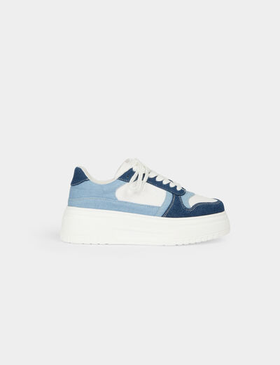 Baskets compensées blanc femme