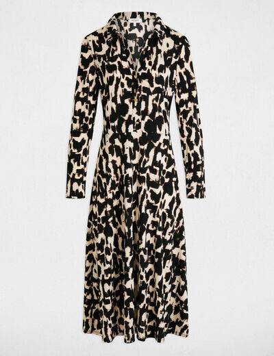 Robe longue droite imprimée multicolore femme