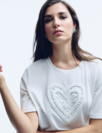 Gerade geschnittenes T-Shirt. weiss damen