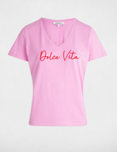 T-shirt mit Aufschrift rosa damen