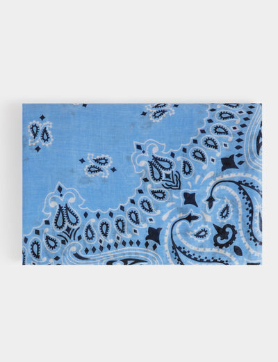 Foulard motif bandana bleu ciel femme