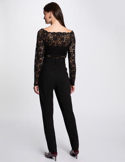 Karottenhose mit Bundfalten schwarz damen