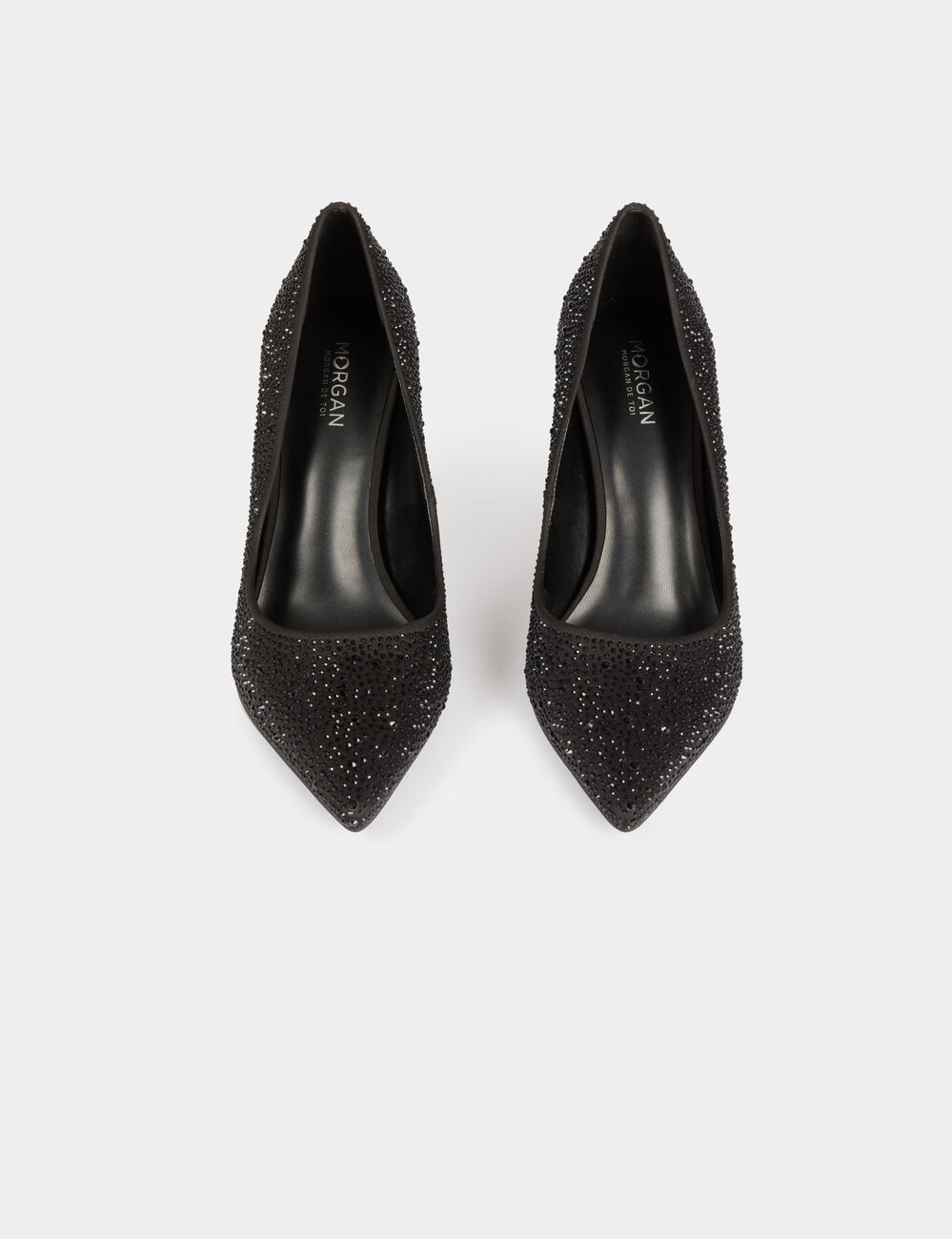 Escarpin satin strass noir femme