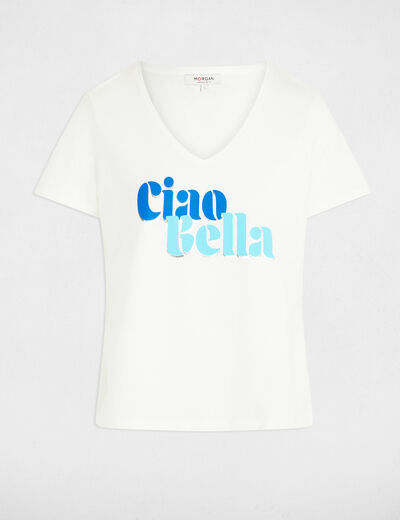 T-shirt mit Aufdruck weiss damen