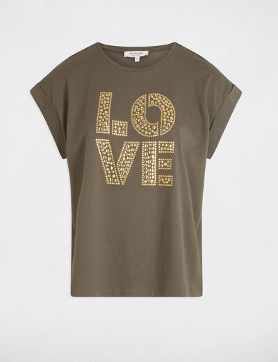 T-Shirt mit Aufdruck khakigrün damen