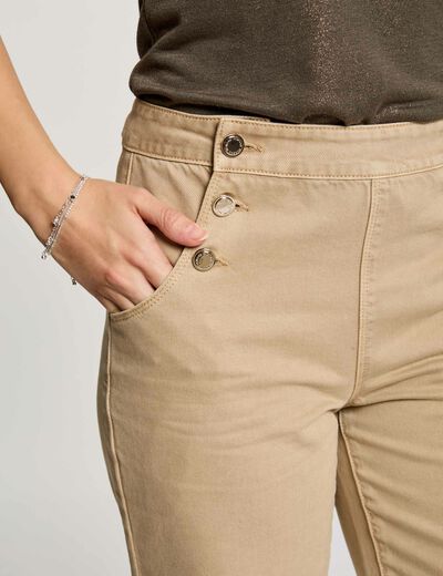 Weite Hose mit Zierknöpfen marron clair damen