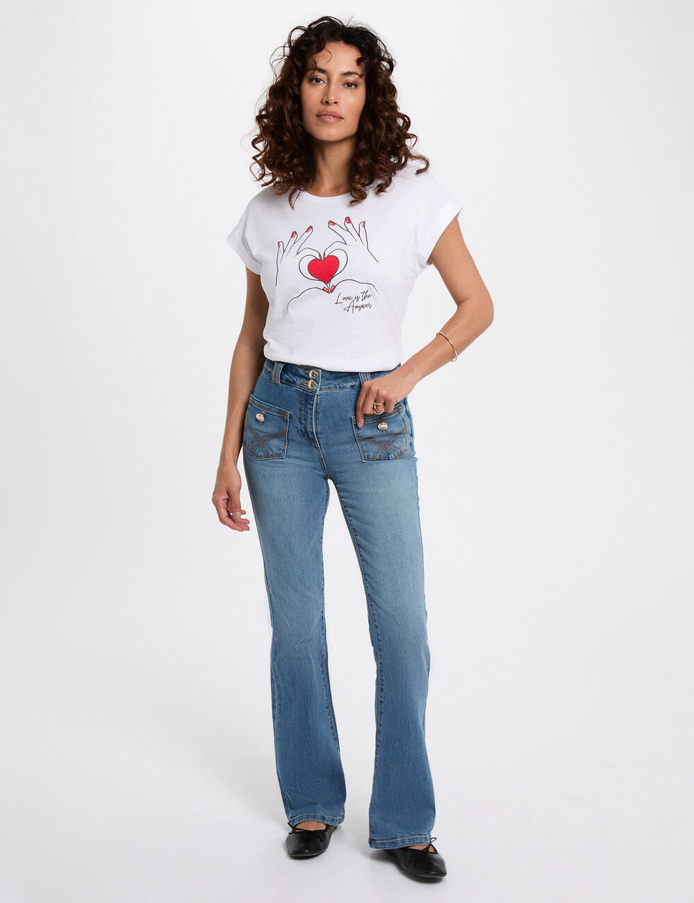 Kurzes T-Shirt weiss damen