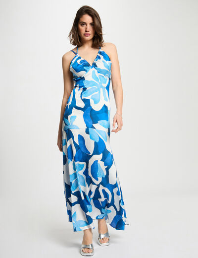 Robe longue droite imprimée multicolore femme
