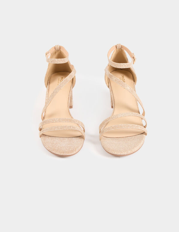 sandales a talons metallisees beige femme Sandales à talons métallisées beige femme