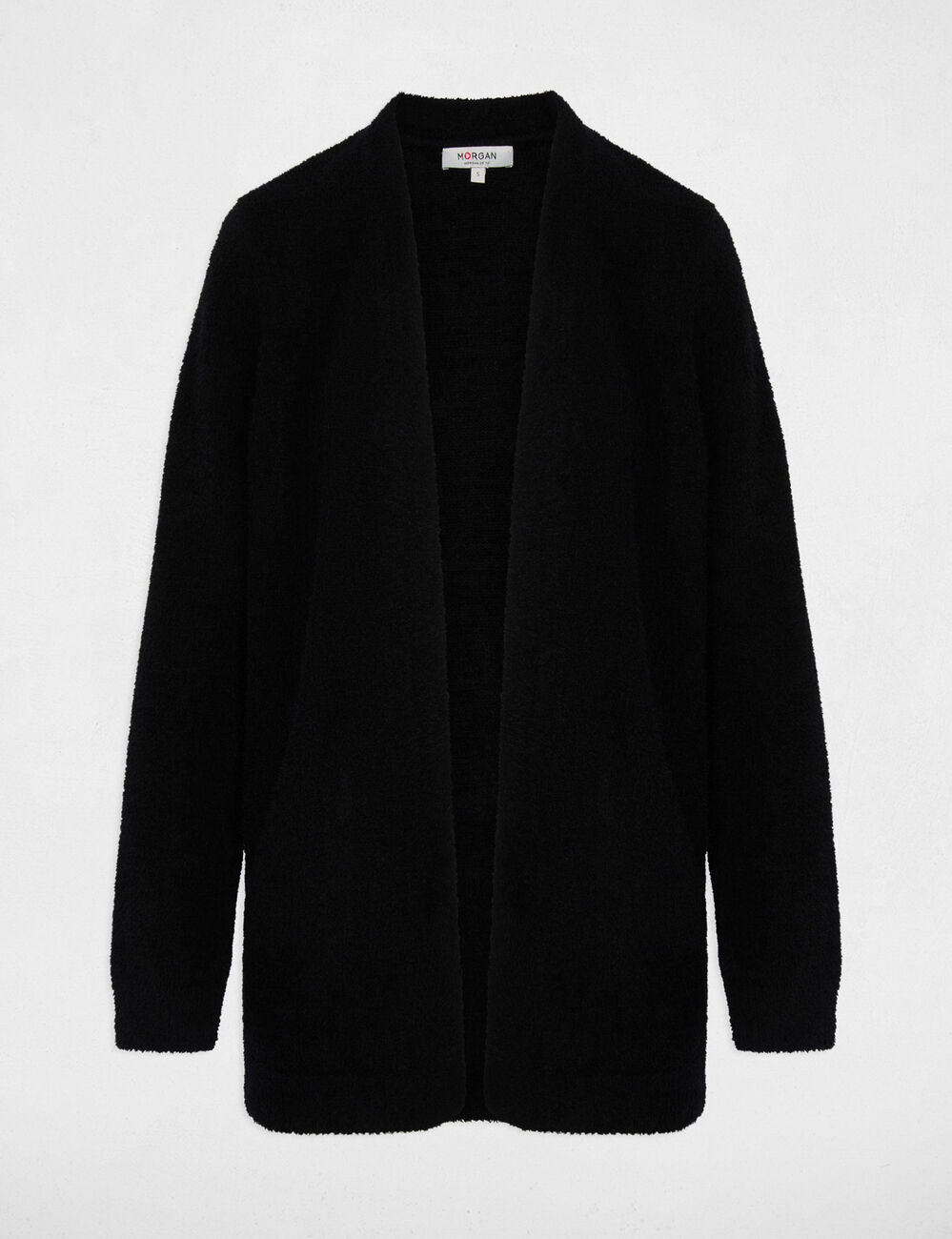 Gilet long col v noir femme