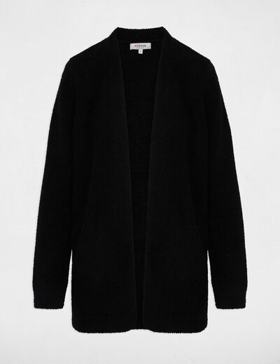 Gilet long col v noir femme