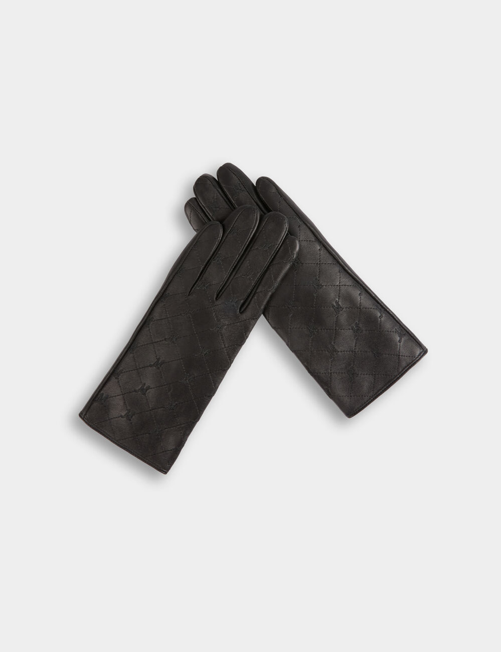 Gants similicuir monogramme noir femme