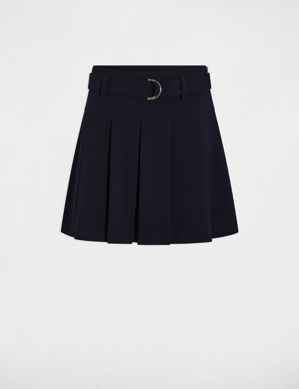 Jupe courte pliss&eacute;e bleu marine femme