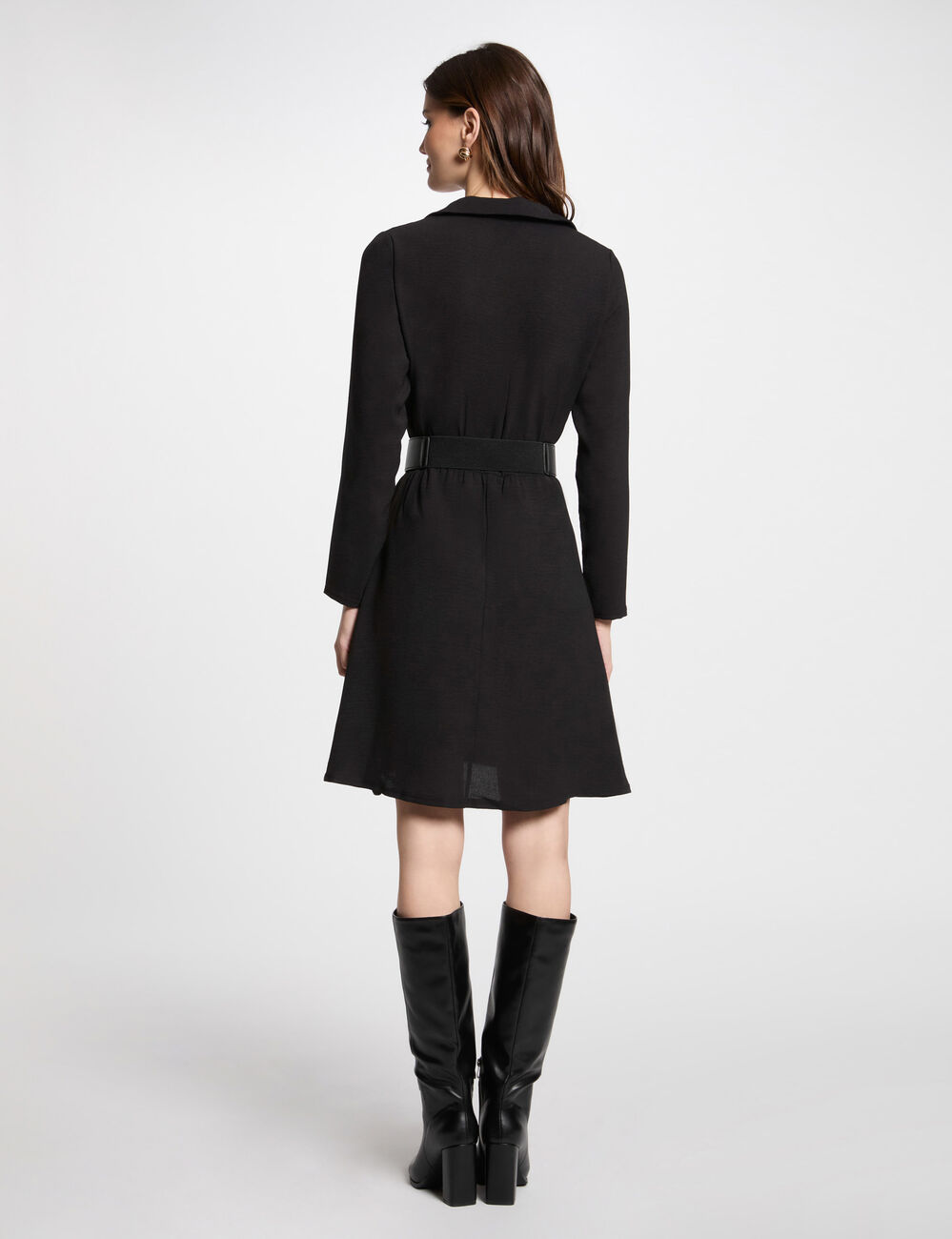 Kurzes, gerade fließendes Kleid schwarz damen